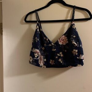 Forever 21 Floral Navy Tank Top